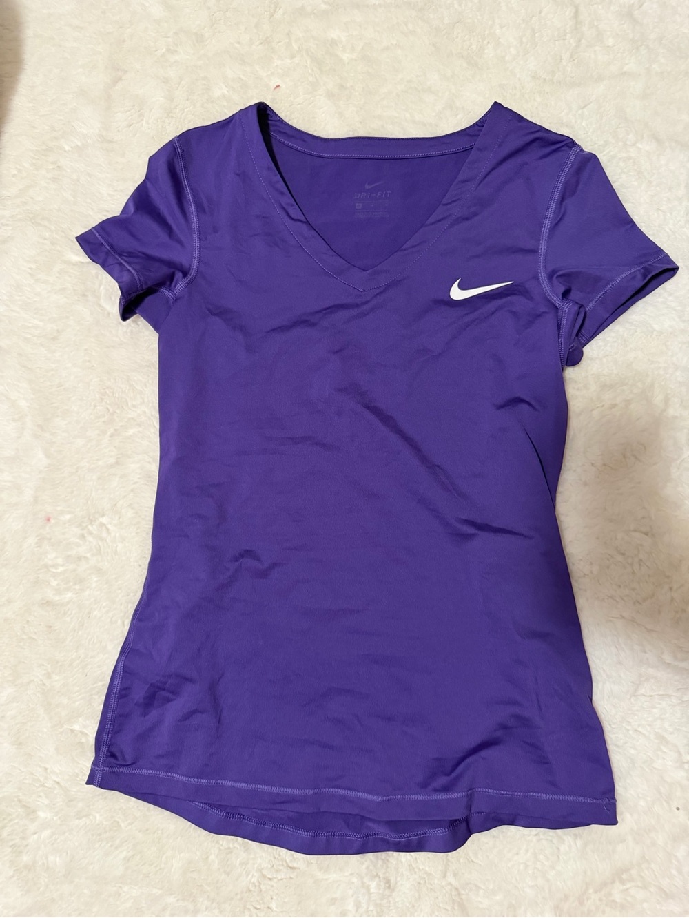 Nike Purple V-Neck Short Sleeve Performance Tee